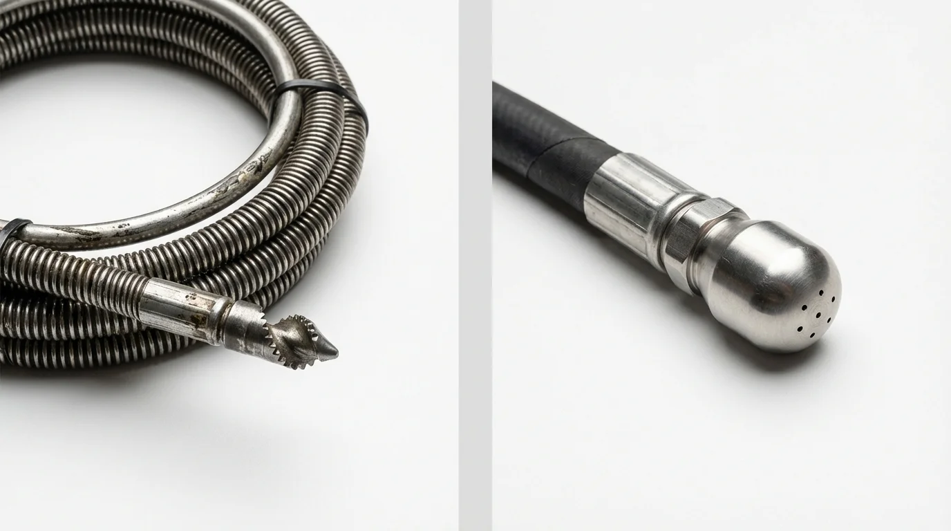 Drain snake cable and hydro jetting nozzle used for drain cleaning in Dublin, PA